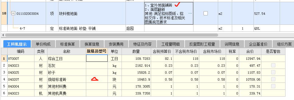 项目特征