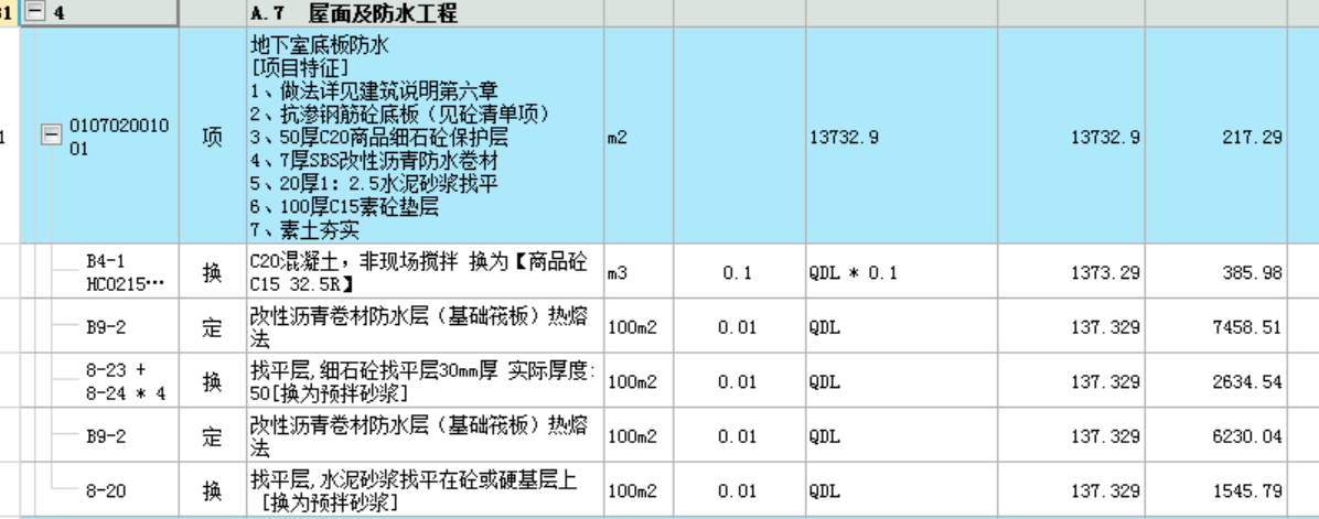 综合单价不