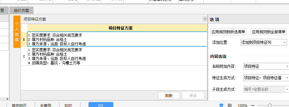 项目特征