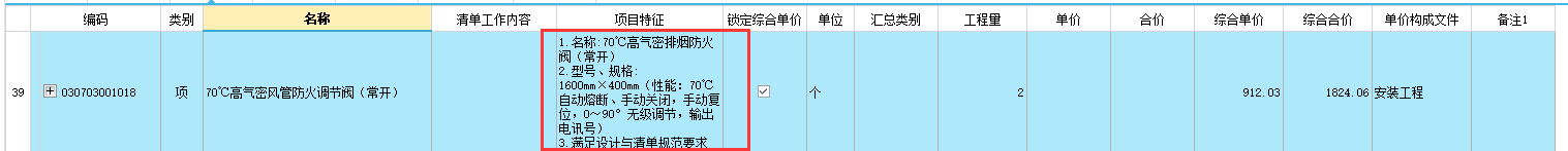 项目特征