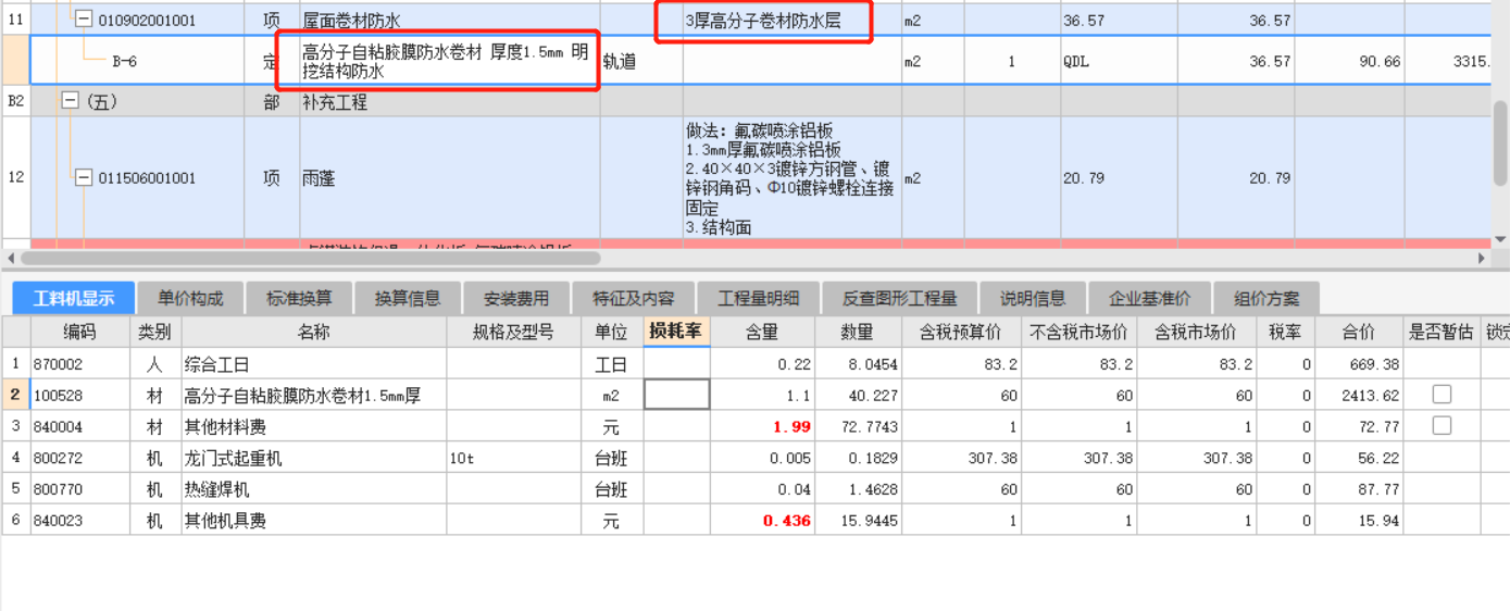 项目特征