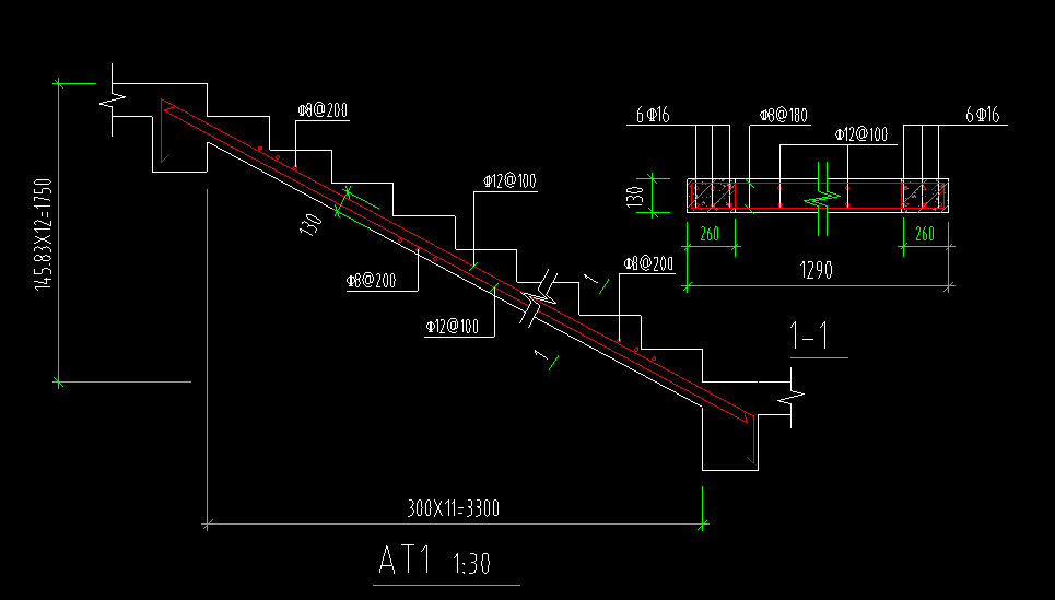 楼梯上部纵筋类似16g但是不带台如何设置
