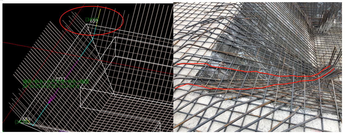 承台放坡角上的钢筋是否按照斜面钢筋弯折上去的呢还是按照底部钢筋呢