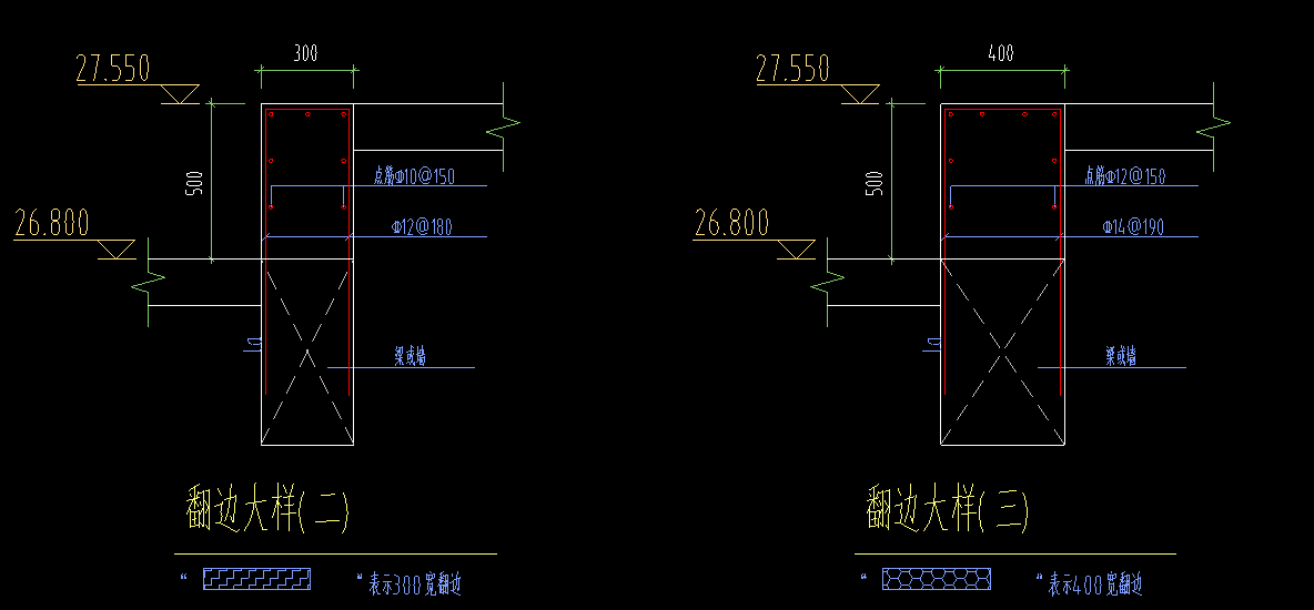 这个翻边大样怎么画啊钢筋怎么布置