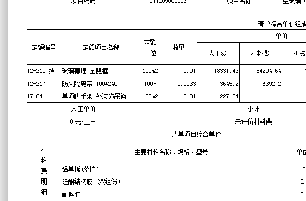 人工单价