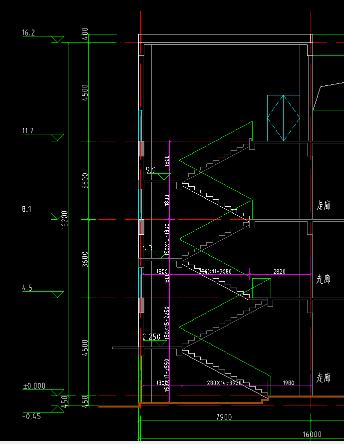 大神们求问梯柱高度是哪一段