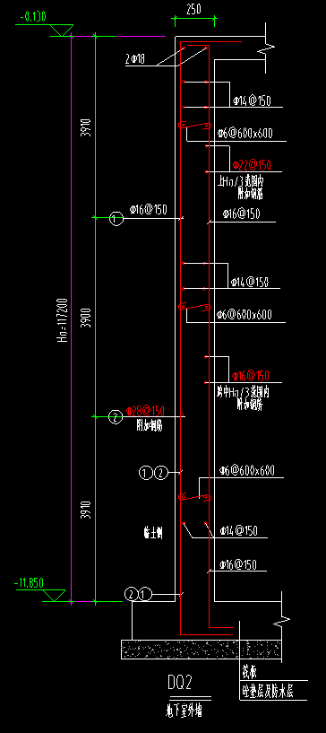 请问这种挡墙在广联达的剪力墙里面钢筋怎么输入