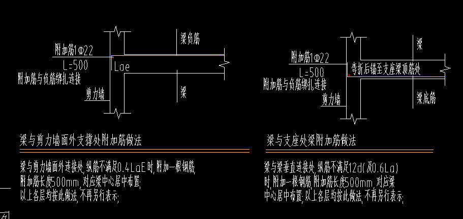 梁与剪力墙梁与支座处梁附加筋计算设置怎么解决