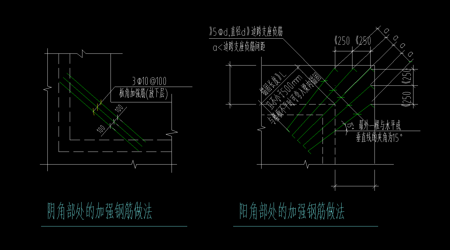 阴角阳角部位的加强钢筋的长度要如何计算与确定