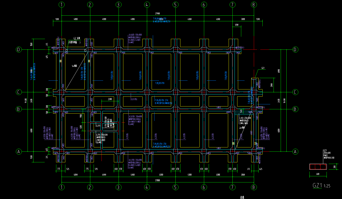 求解这个基础平面图的条形基础基础梁梁的标高是多少实在看不明白求