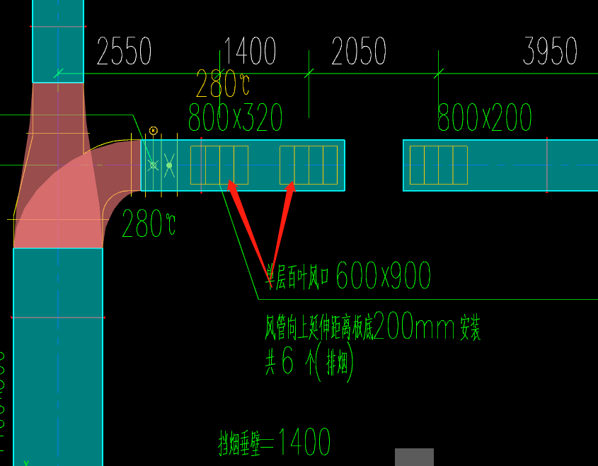 風管貼梁底風管標高層頂標高減梁高由圖得風口垂直段層頂減02佈置不了