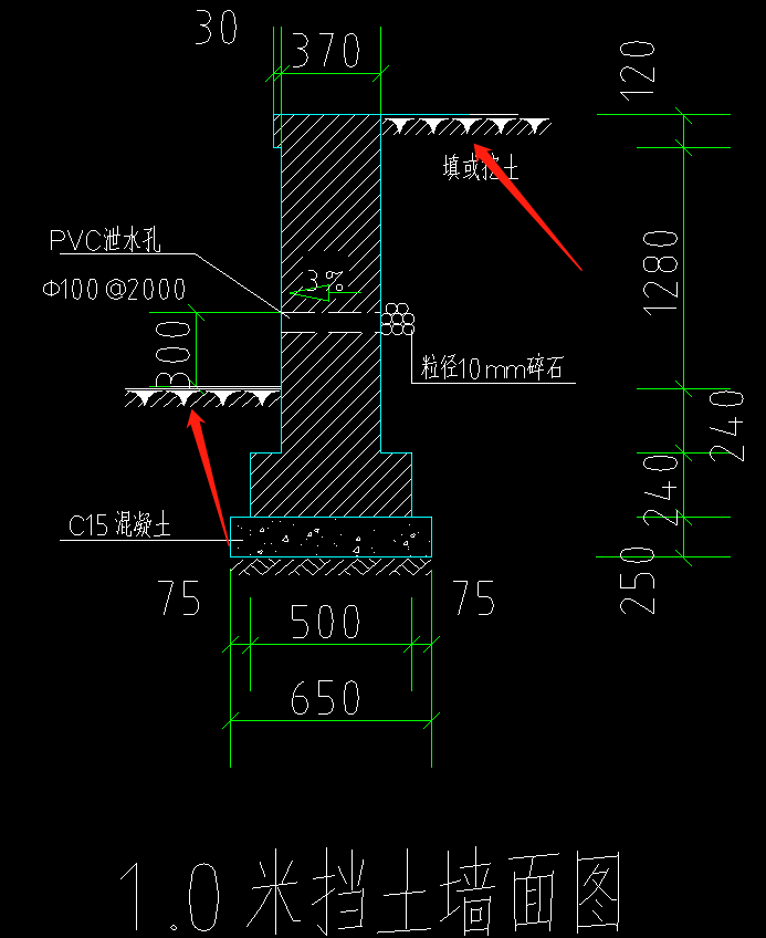 请问这个挡土墙的正负0标高是在哪个位置啊泄水孔的个数是直接用墙长