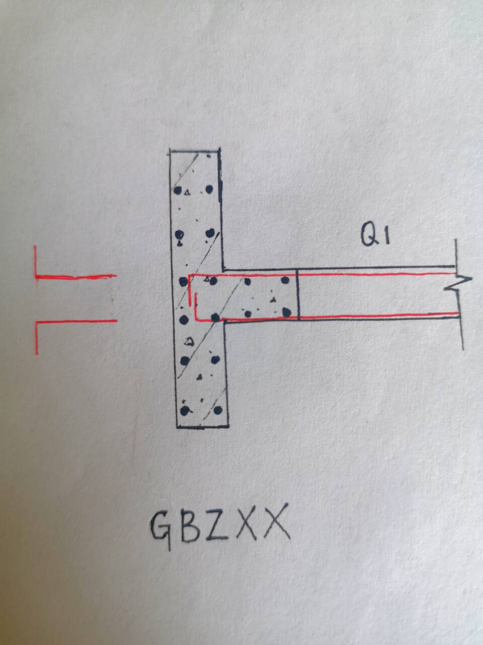 端部t形暗柱内剪力墙水平筋红线弯钩该朝向哪朝外还是朝内
