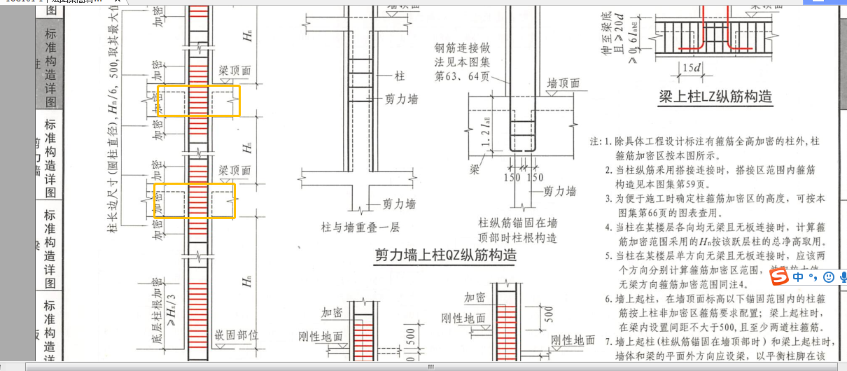 框架柱箍筋加密区图表图片