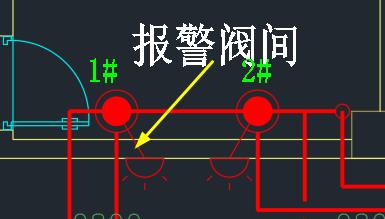 對照平面圖立面圖上哪部分是接水力警鈴的管水力警鈴