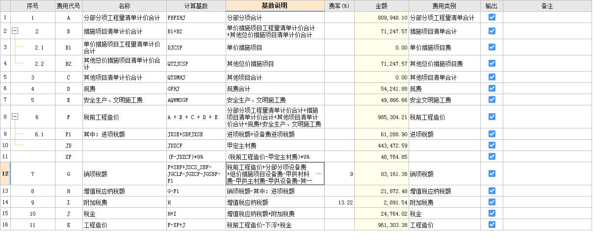 费用汇总