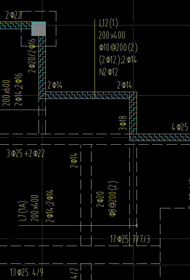 大神们,为什么我的悬挑梁上部通长筋会断开,应该是通长布置啊?l7(1a)