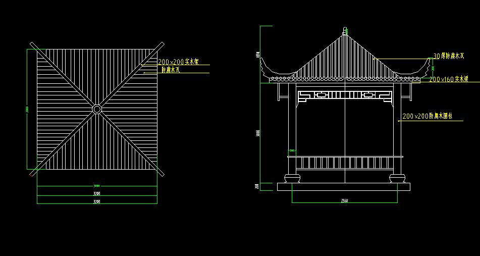 怎么画亭子上的屋顶,只要求个量,回答就给采纳!谢谢大家