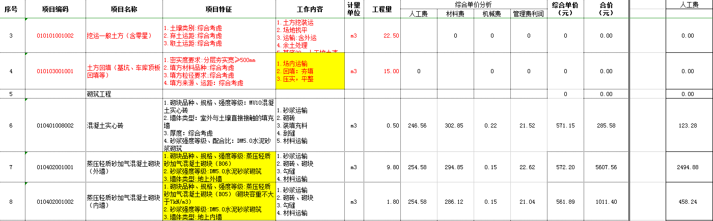 清单综合单价