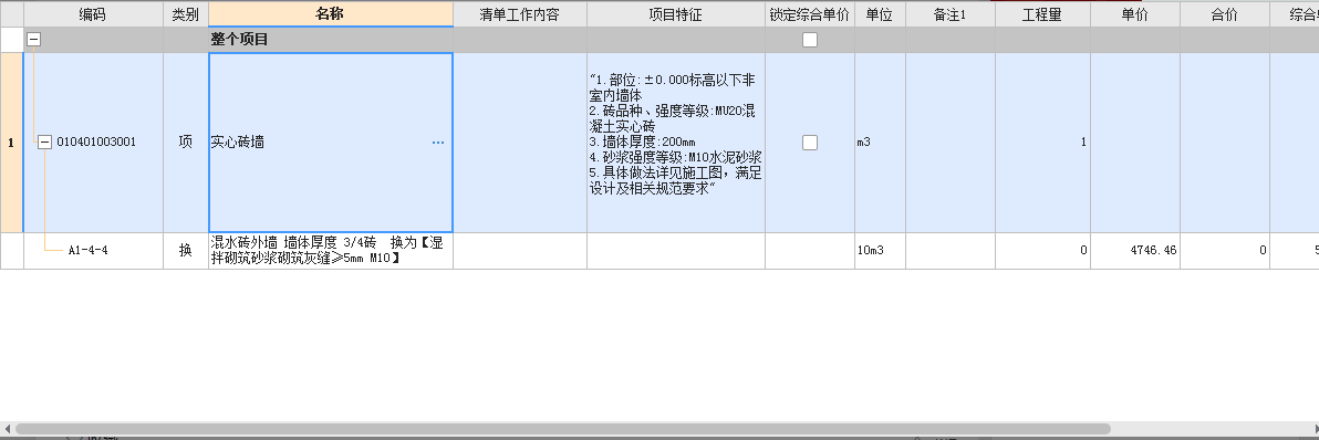 项目特征