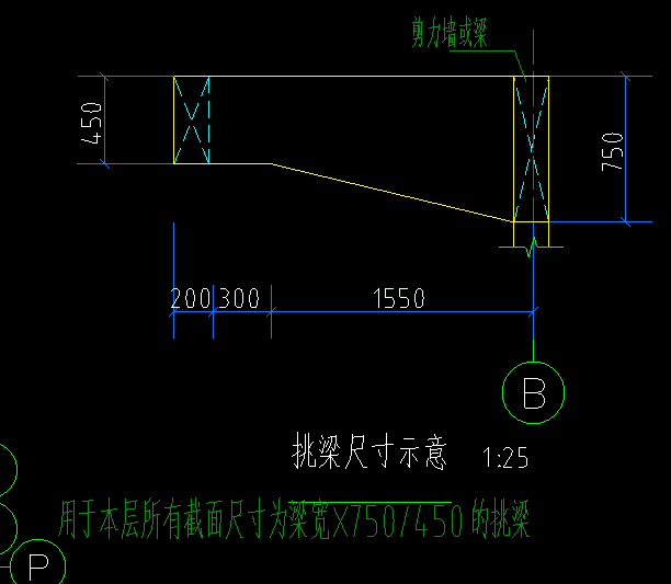 挑梁尺寸示意