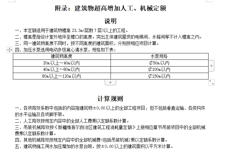 加压水泵台班