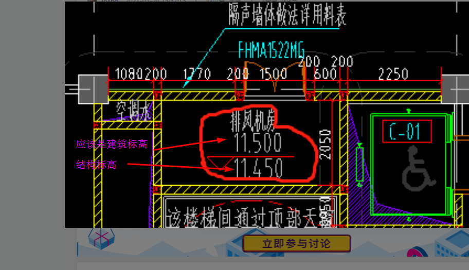 建筑二次结构图上这个标高线上下怎么有两个标高数值各代表什么意思