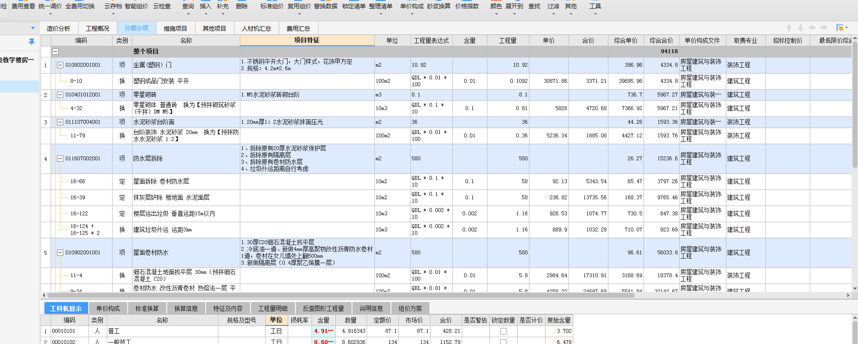 综合单价不