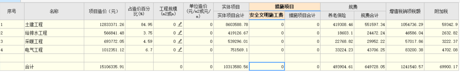 造价计算