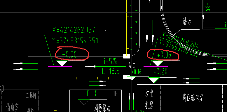 已知基准点坐标和标高如何计算其他坐标处的标高如图的009是如何计算