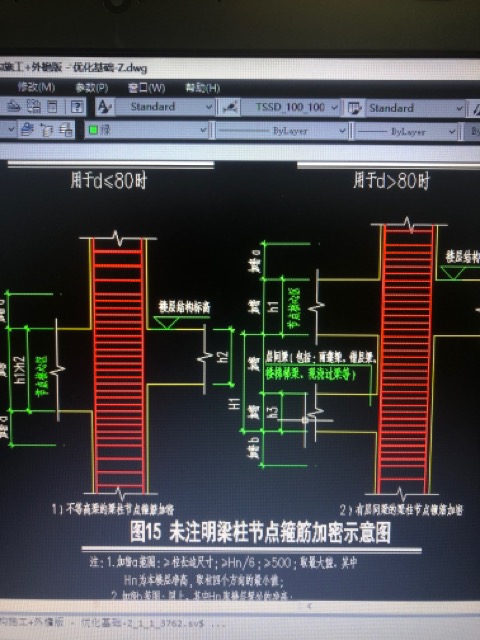 不等高梁梁柱核心区加密