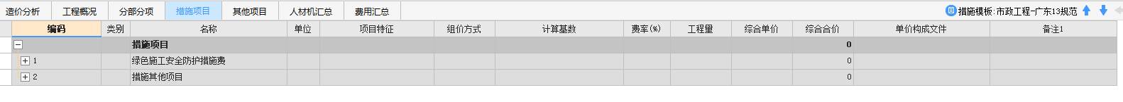 措施项