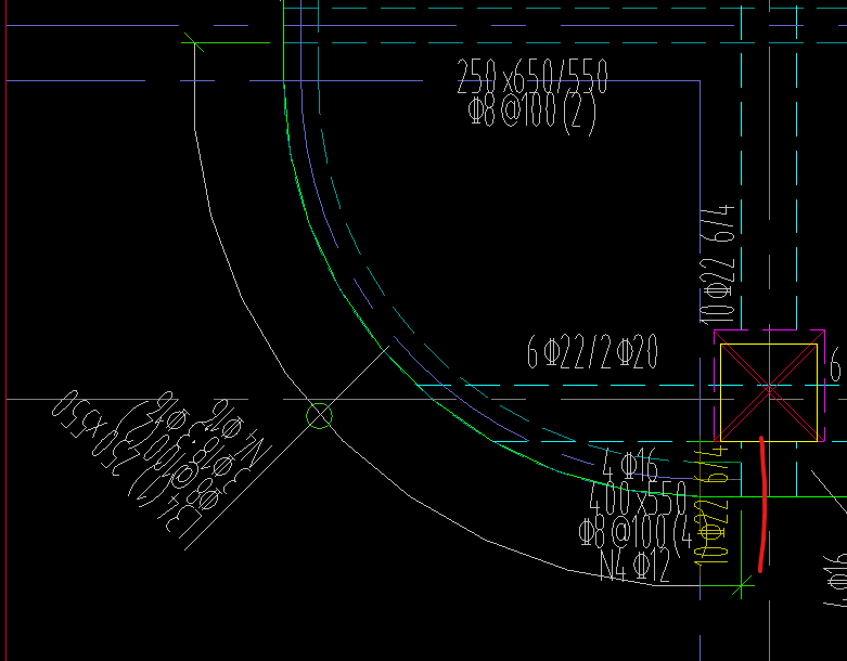 这个弧形梁红色部位的标注是什么位置的钢筋