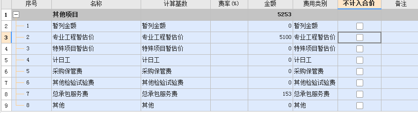 专业工程暂估价