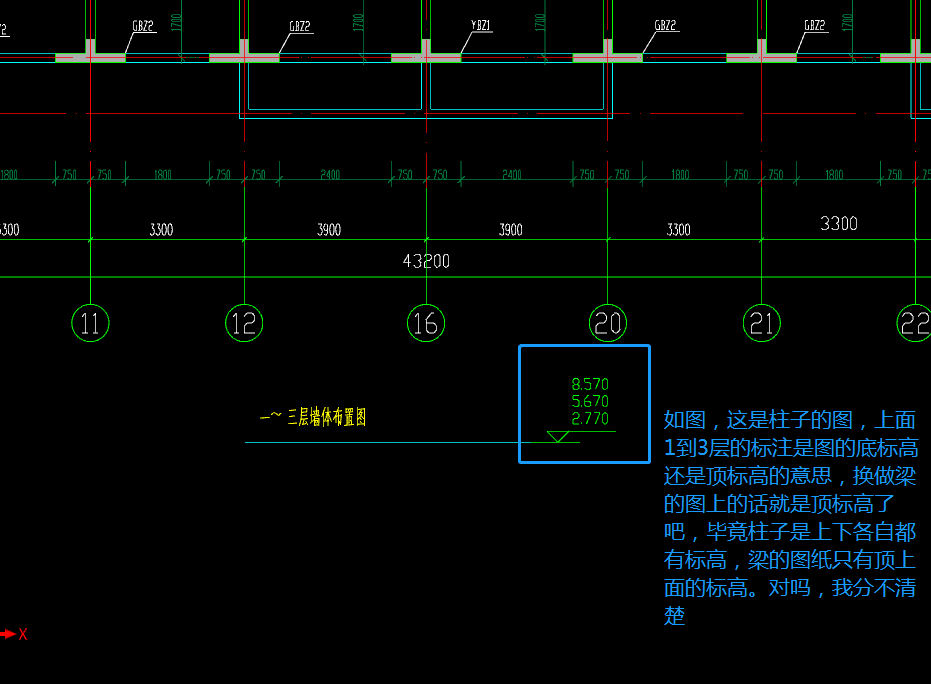 結構圖上圖上柱子的標高是頂還是底只有確認了才知道屬於哪一層的