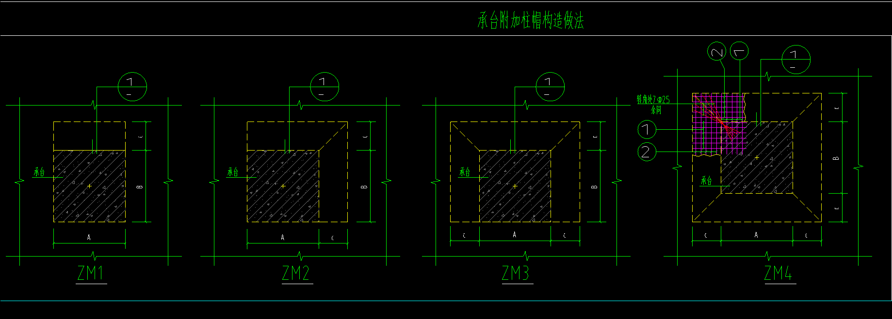 求助这种承台附加柱帽怎么画呢