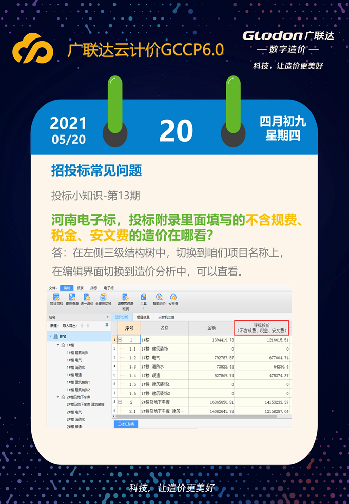 投标附录里填写的不含规费税金安文费的造价在哪