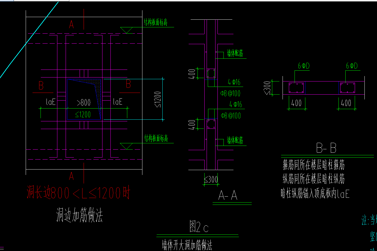 墙洞尺寸为400*1100,大样图中的暗梁和两侧的暗柱是否都需要设置?