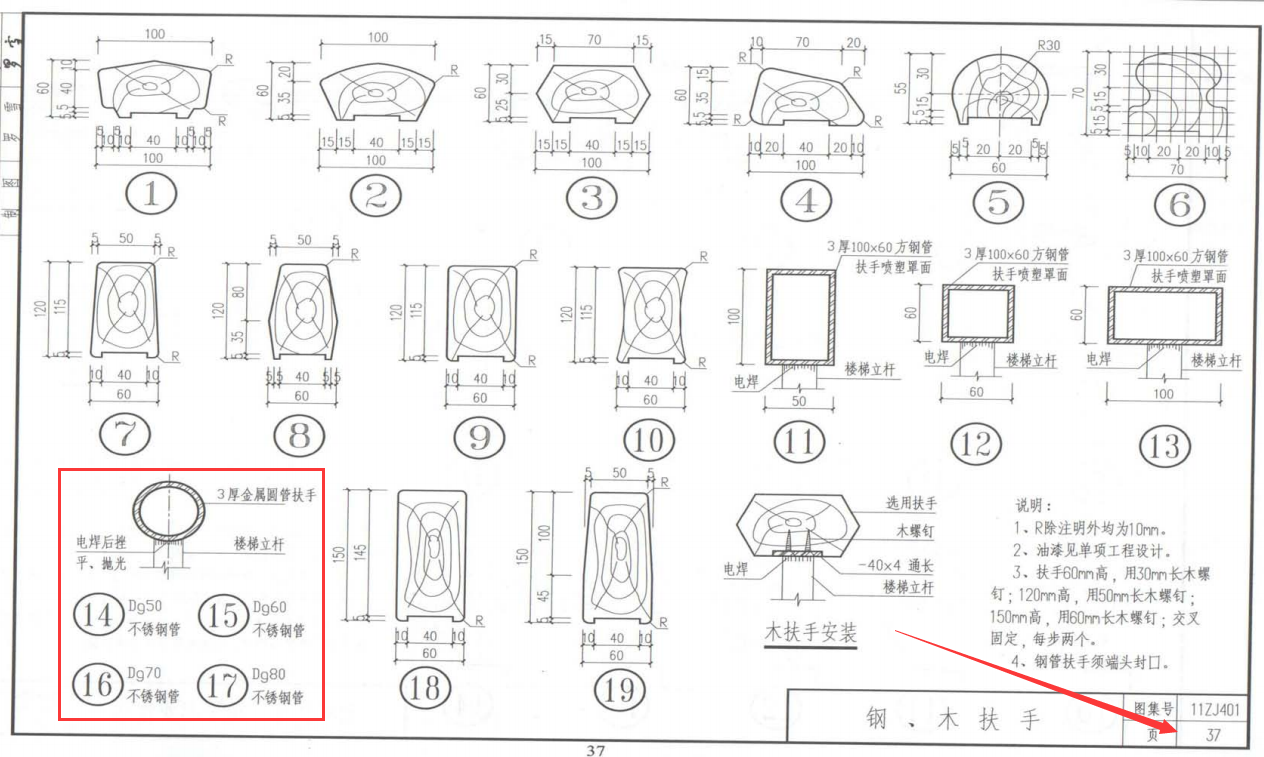 请问扶手15372401438分别在图集11zj401哪页