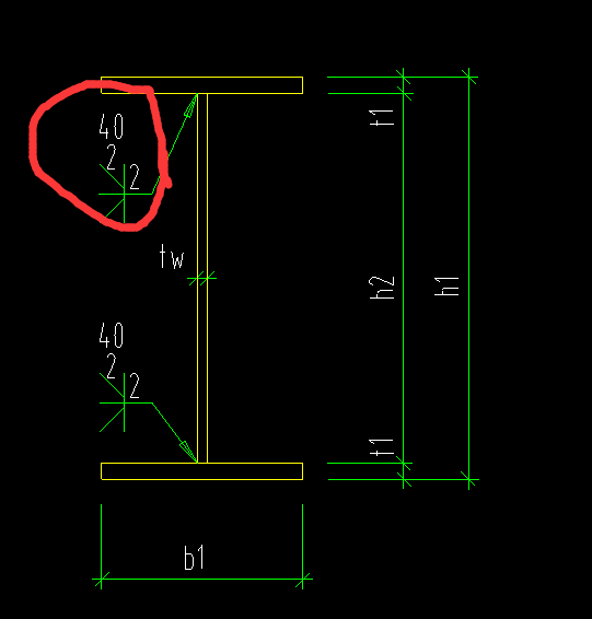 下图为h型钢截面图画圈部分是什么意思