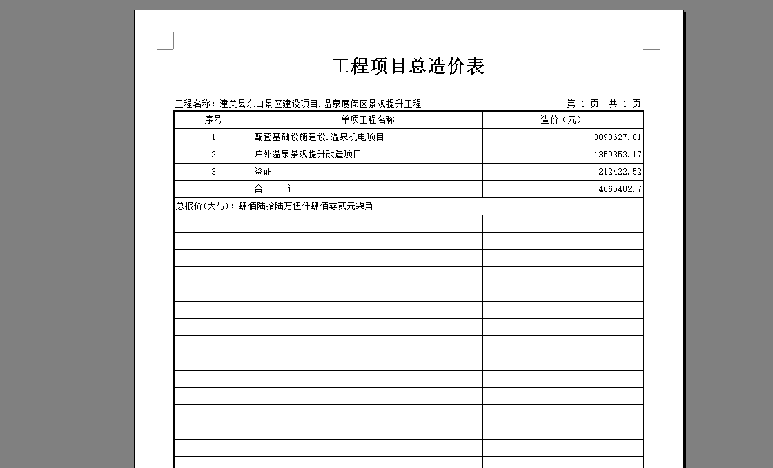 竣工結算總價與工程項目總造價表金額對不上