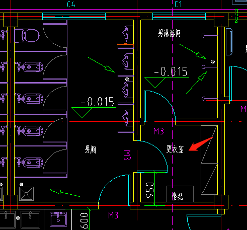更衣室卫生间平面图图片