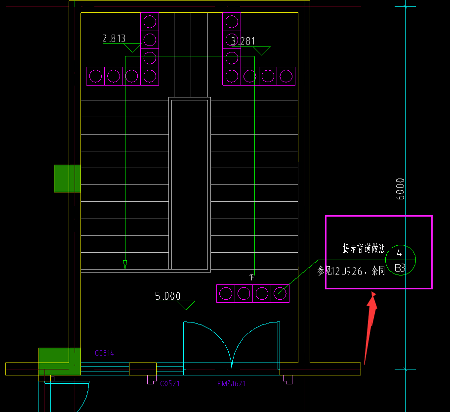 无障碍楼梯间提示盲道