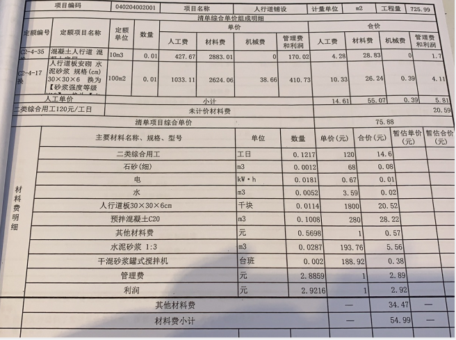 综合单价分析