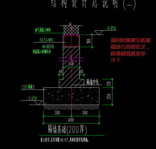 砖砌围墙基础结构图图片