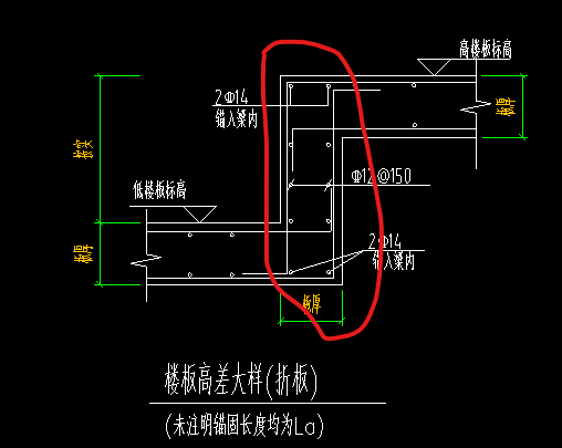 樓板高差大樣折板怎麼定義該怎麼畫