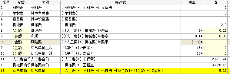 综合单价公式