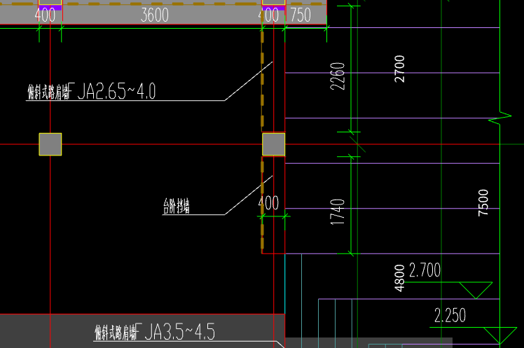 请问俯斜式路肩墙fja26540这种挡土墙怎么画