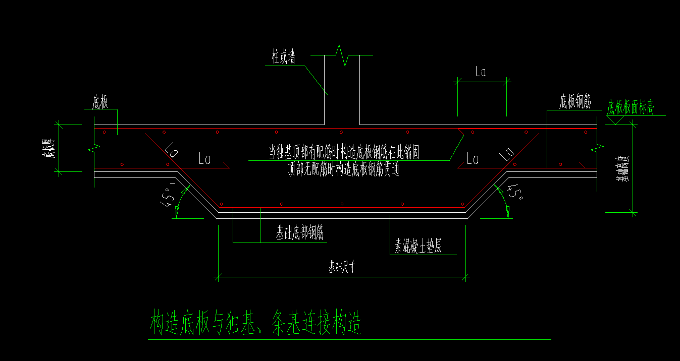 独基与筏板钢筋相交布置