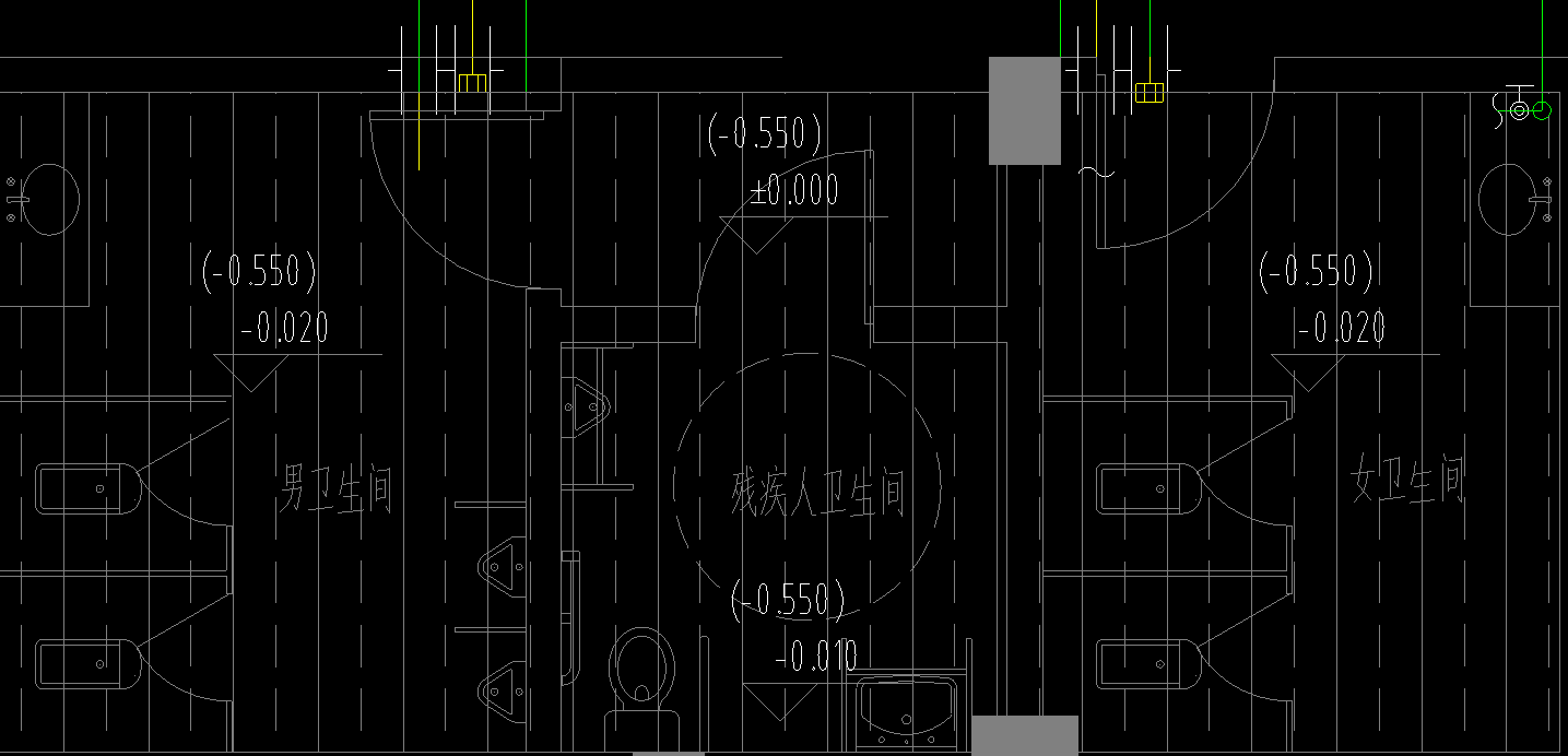 请问这卫生间标注有两个标高是什么意思